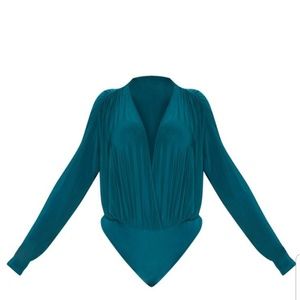 Emerald Green Slinky Drape Body Suite